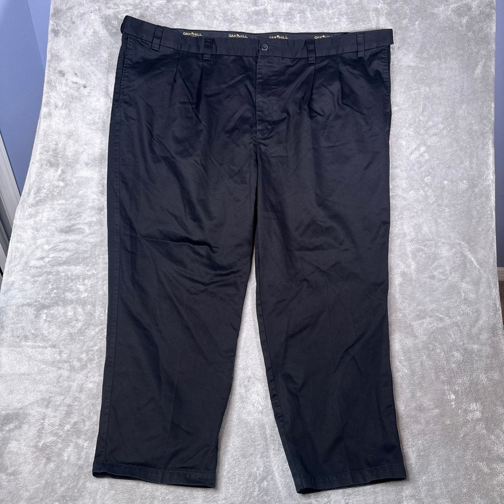 New Oak Hill Dress Pants Mens 54X30 Pleated Black Expandable Waist